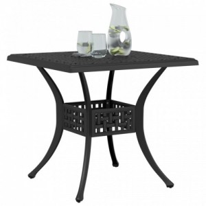Fekete öntött alumínium kerti asztal 80x80x75 cm