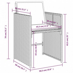 5 részes fekete polyrattan kerti étkezőgarnitúra párnákkal