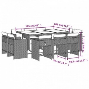 11 részes szürke polyrattan kerti ülőgarnitúra párnákkal