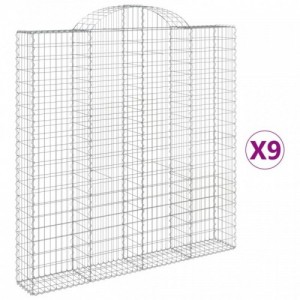 9 db íves horganyzott vas gabion kosár 200x30x200|220 cm