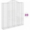 9 db íves horganyzott vas gabion kosár 200x30x200|220 cm