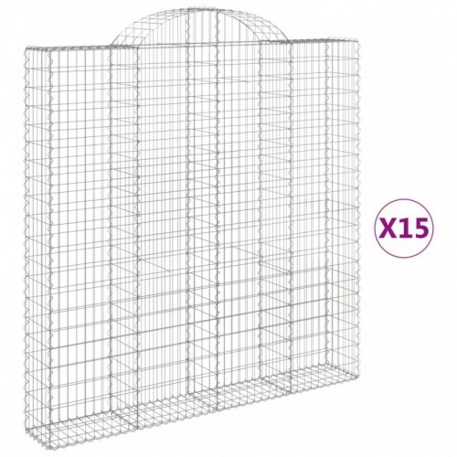 15 db íves horganyzott vas gabion kosár 200x30x200|220 cm