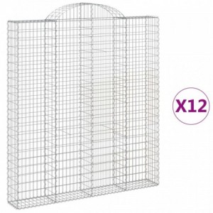 12 db íves horganyzott vas gabion kosár 200x30x220|240 cm