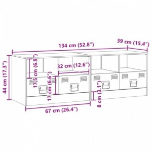 2 db fehér acél TV-szekrény 67 x 39 x 44 cm