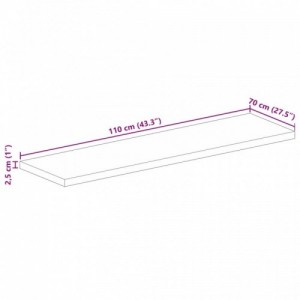 Tömör akácfa téglalap alakú asztallap 110x70x2,5 cm