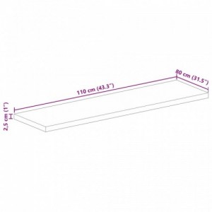 Tömör akácfa téglalap alakú asztallap 110x80x2,5 cm