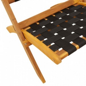 2 db fekete tömör fa összecsukható kerti szék asztallal