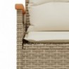 Bézs polyrattan kerti pad párnával 116 x 62,5 x 74