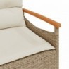 Bézs polyrattan kerti pad párnával 116 x 62,5 x 74