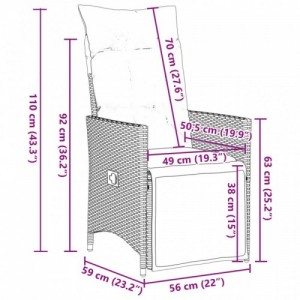 5 részes fekete polyrattan kerti étkezőgarnitúra párnákkal