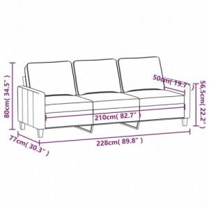 3 személyes sötétszürke szövet kanapé 210 cm