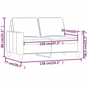 Kétszemélyes világosszürke bársony kanapé 120 cm