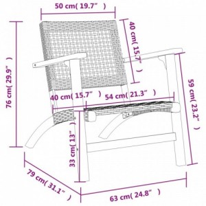 2 db fekete polyrattan és akácfa kerti szék