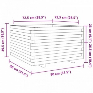 Tömör fenyőfa kerti virágtartó 80 x 80 x 49,5 cm