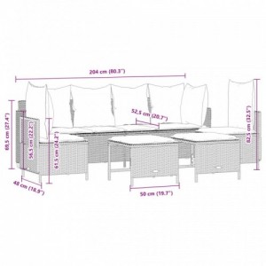 5 részes szürke polyrattan kerti ülőgarnitúra párnákkal