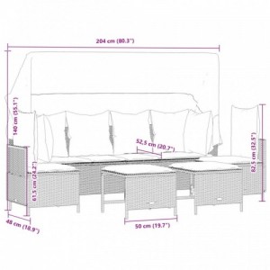 5 részes szürke polyrattan kerti ülőgarnitúra párnákkal