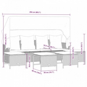 5 részes bézs polyrattan kerti ülőgarnitúra párnákkal