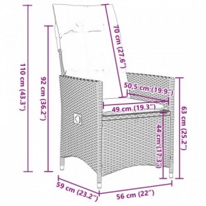 3 részes barna polyrattan bisztrógarnitúra párnákkal