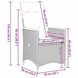 3 részes fekete polyrattan bisztrógarnitúra párnával