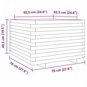 Viaszbarna tömör fenyőfa kerti virágláda 70 x 70 x 49,5 cm