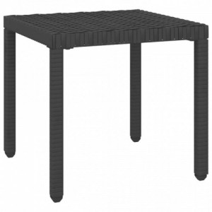 2 db fekete polyrattan napozóágy asztallal