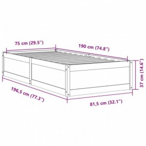 Fehér tömör fenyőfa ágy matrac nélkül 75 x 190 cm