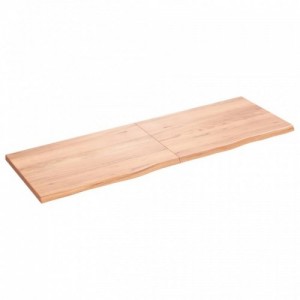 Világosbarna kezelt tömör fa fürdőszobai pult 180x60x(2-4) cm