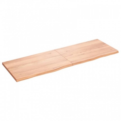 Világosbarna kezelt tömör fa fürdőszobai pult 180x60x(2-4) cm