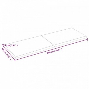 Világosbarna kezelt tömör fa fürdőszobai pult 180x60x(2-4) cm