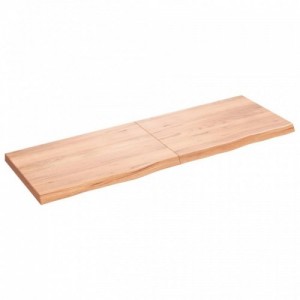 Világosbarna kezelt tömör fa fürdőszobai pult 180x60x(2-6) cm