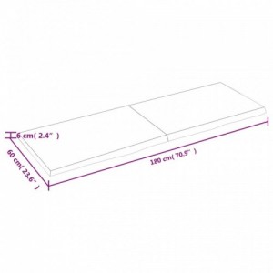 Világosbarna kezelt tömör fa fürdőszobai pult 180x60x(2-6) cm