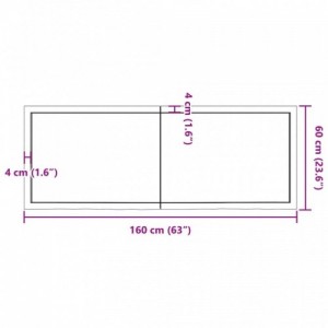 Kezeletlen tömör tölgyfa asztallap 160x60x(2-6) cm