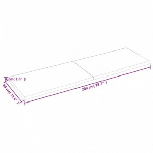 Kezeletlen tömör tölgyfa asztallap 200x60x(2-4) cm