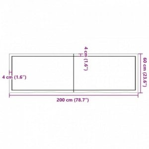 Kezeletlen tömör tölgyfa asztallap 200x60x(2-4) cm