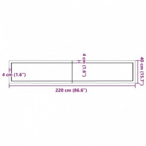 Kezeletlen tömör tölgyfa asztallap 220x40x(2-6) cm