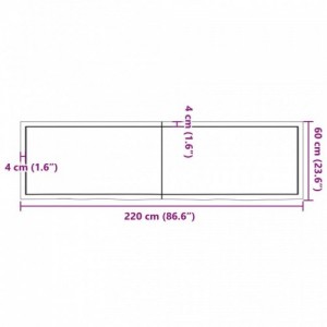 Kezeletlen tömör tölgyfa asztallap 220x60x(2-6) cm