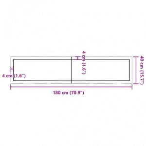 Világosbarna kezelt tömör tölgyfa asztallap 180x40x(2-6) cm