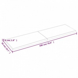 Világosbarna kezelt tömör tölgyfa asztallap 180x50x(2-4) cm