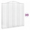 9 db íves horganyzott vas gabion kosár 200x30x200|220 cm