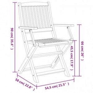 6 db összecsukható tömör akácfa kerti szék 54,5x58x90 cm