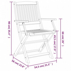 8 db összecsukható tömör akácfa kerti szék 54,5x58x90 cm