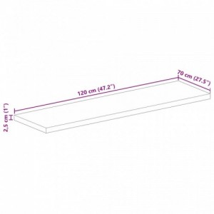 Tömör újrahasznosított fa téglalap alakú asztallap 120x70x2,5cm