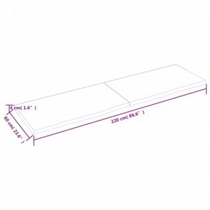 Kezeletlen tömör fa fürdőszobai pult 220x60x(2-4) cm