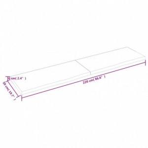 Világosbarna kezelt tömör fa fürdőszobai pult 220x50x(2-6) cm