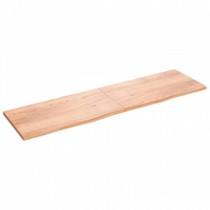 Világosbarna kezelt tömör fa fürdőszobai pult 220x60x(2-4) cm