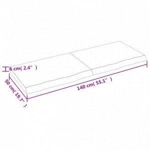 Sötétbarna kezelt tömör tölgyfa asztallap 140x50x(2-6) cm