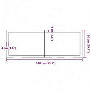 Sötétbarna kezelt tömör tölgyfa asztallap 140x50x(2-6) cm