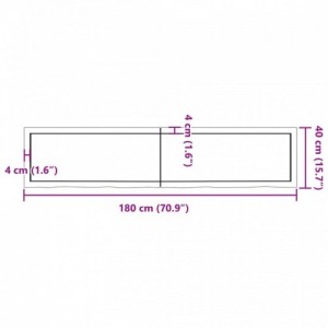 Sötétbarna kezelt tömör tölgyfa asztallap 180x40x(2-6) cm