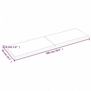 Sötétbarna kezelt tömör tölgyfa asztallap 180x50x(2-4) cm