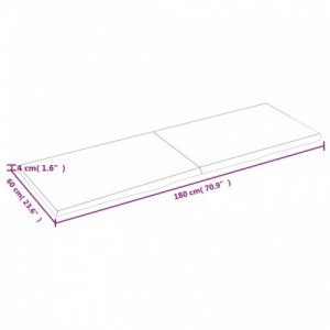 Sötétbarna kezelt tömör tölgyfa asztallap 180x60x(2-4) cm